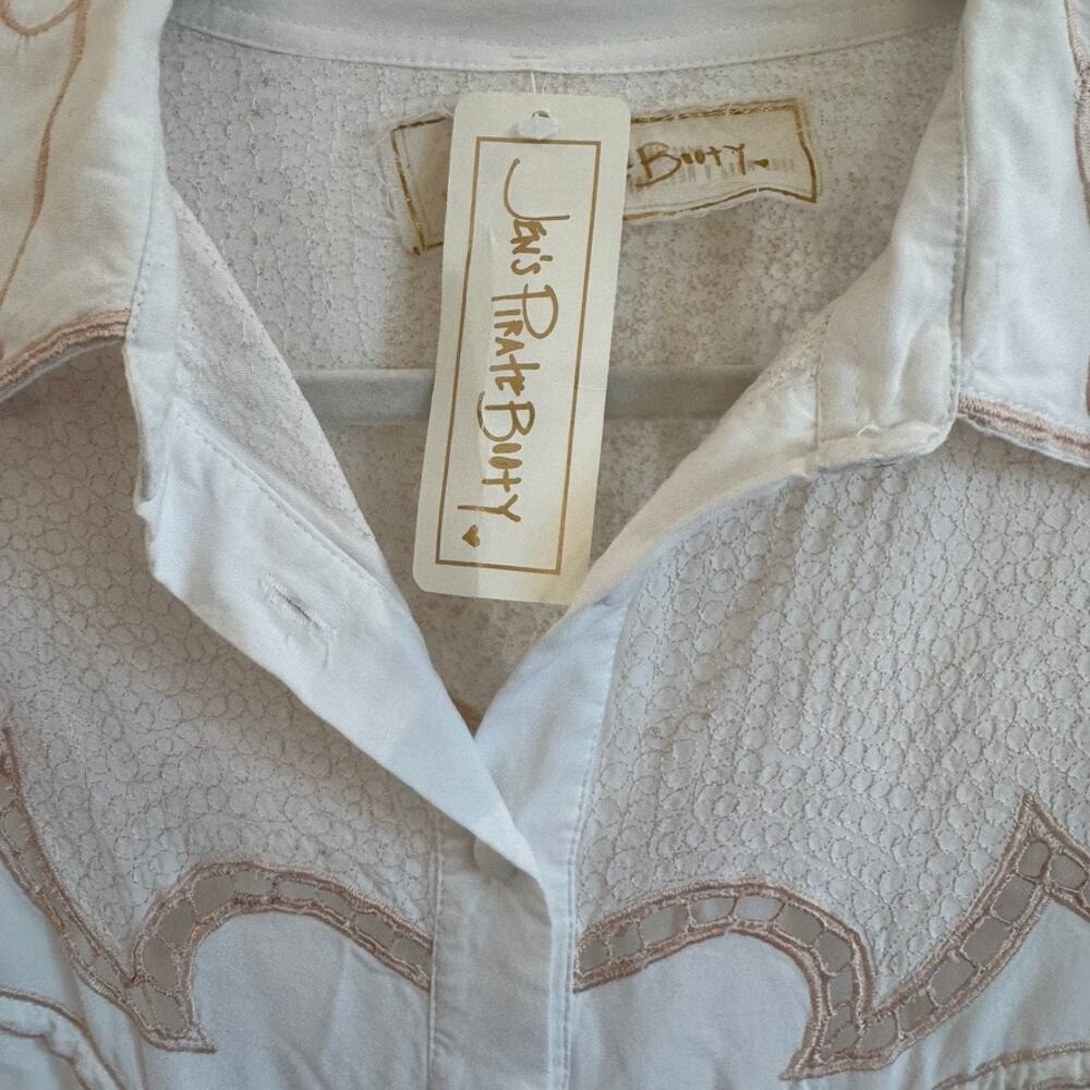 Jen's Pirate Booty Jolene Western Button Down Top Bone White Size M NWT - Picture 6 of 14
